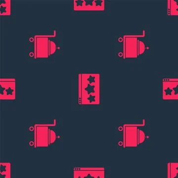 Set Covered with tray and Five stars rating review on seamless pattern. Vector Stock Illustration