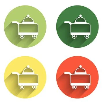 Set Covered with a tray of food icon isolated with long shadow background. .. Stock Illustration