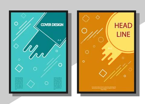 Set of covers in A-4 format with a flat abstract pattern. abstract color back Stock Illustration