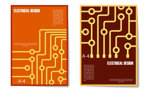Set of covers in a-4 format with a flat abstract pattern of printed circuit B 库存插图
