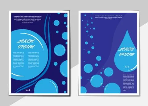 Set of covers in blue with a water theme. Flat patterned. Abstract color back Stock Illustration