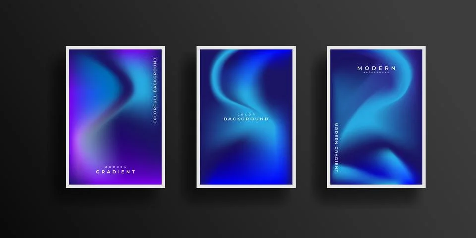 Set of covers design with vibrant gradient background templates Stock Illustration