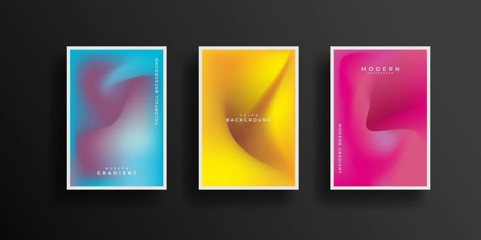 Set of covers design with vibrant gradient background templates. Illustrazione stock