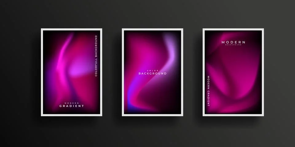 Set of covers design with vibrant gradient background templates. Illustrazione stock