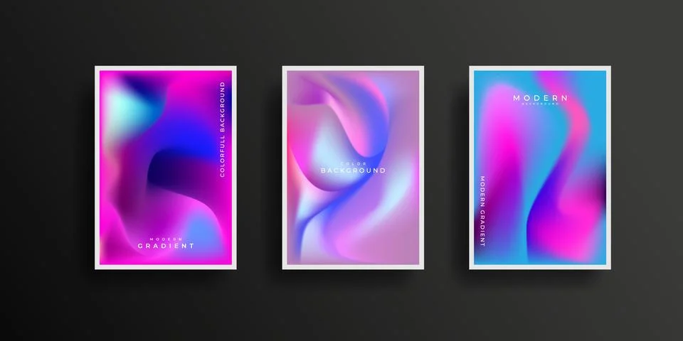 Set of covers design with vibrant gradient background templates Illustrazione stock