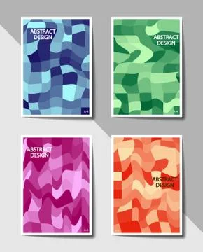 Set of covers with a flat pattern of deformed squares. format A-4 for books a Stock Illustration