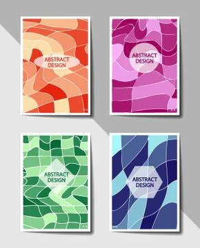 Set of covers with a flat pattern of deformed squares. format A-4 for books a Stock Illustration