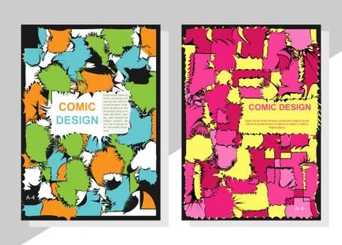 Set of covers with a flat pattern in the style of comics. format A-4 for book Stock-Illustration