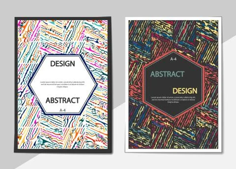Set of covers with a flat pattern of wavy lines. format A-4 for books and bro Stock Illustration
