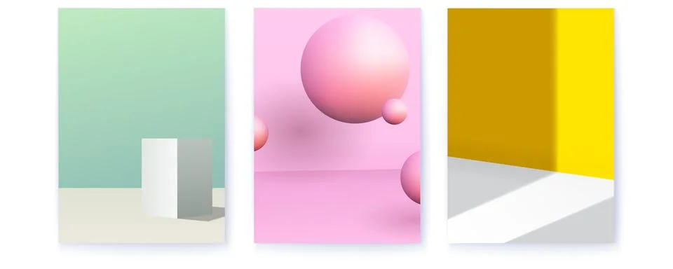 Set of covers with studio backgrounds. Minimal geometric design. Studio for Stock Illustration