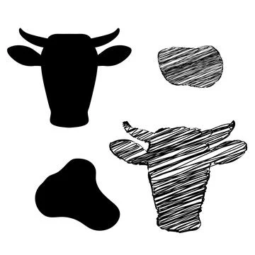 Set of cow beef graphics Stock Illustration