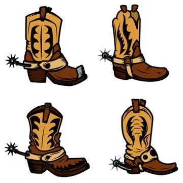 Set of the cowboy boots illustrations. Design elements for logo, label, emble Illustrazione stock