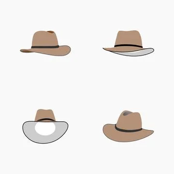 Set of cowboy hat flat editable color vector Stock Illustration