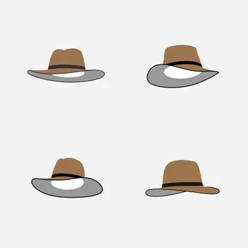 Set of cowboy hat simple flat vector illustration Stock Illustration