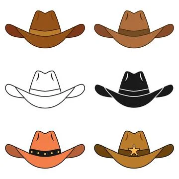 Set of cowboy hat vector illustrations isolated on a white background Stock Illustration