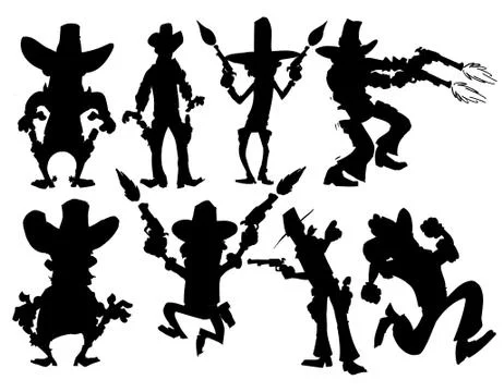 Set of cowboy silhouettes Stock Illustration