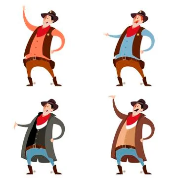 Set of cowboys Stock Illustration