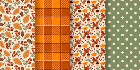 Set of cozy autumn seamless patterns 스톡 일러스트
