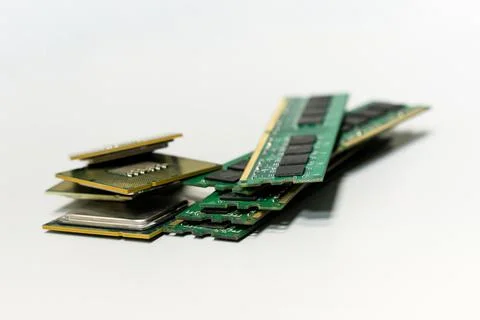 Set CPU (central processing unit) and RAM, random access memory isolated on a Stock Photos
