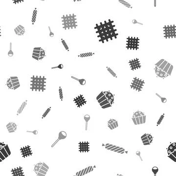 Set Cracker biscuit, Candy, Cupcake and Lollipop on seamless pattern. Vector 스톡 일러스트