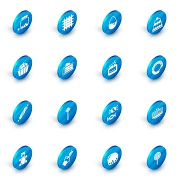 Set Cracker biscuit, Chocolate egg, Cake, Cupcake, Candy, Piece of, Donut and 库存插图