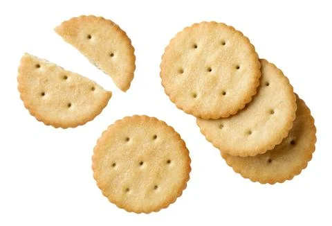 Set of cracker cookies close-up on a white. Top view Stock Photos