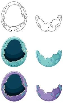 Set of cracking egg hatching cartoon Stock Illustration