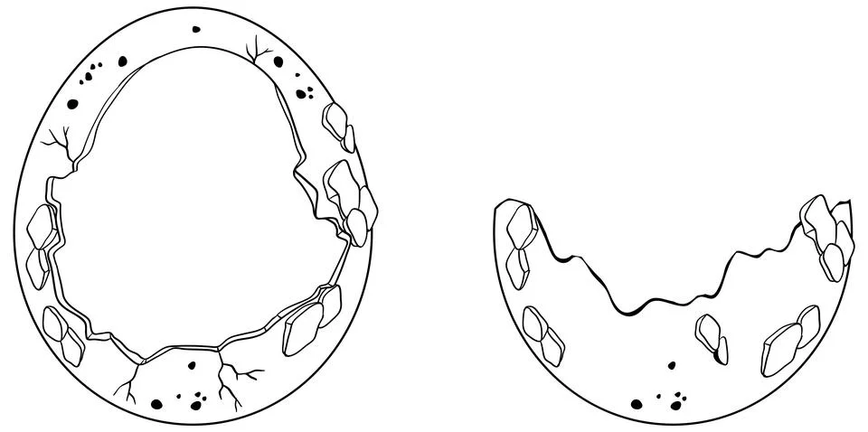 Set of cracking egg hatching outline Stock Illustration