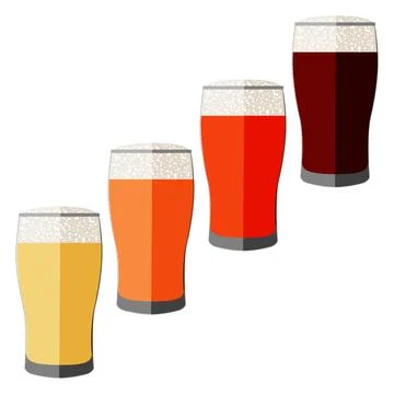 Set with craft beer in tulip pints for banners, flyers, posters, cards. Light Ilustración de archivo
