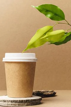 Set of craft elements with copy space and green leaves Stock Photos