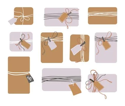 Set of craft packaging gifts Stock Illustration