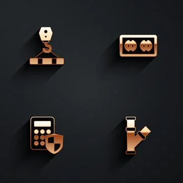 Set Crane hook, Electrical outlet, Security keypad access panel and Industry Illustrazione stock