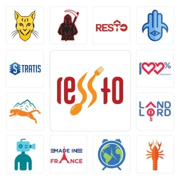 Set of, crawfish, earth hour, made in france, cameraman, landlord, mountain l Illustrazione stock gratuita