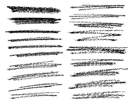 Set of crayon brush stroke, Black ink grunge brush strokes, Vector illustrati Stock Illustration