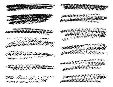 Set of crayon brush stroke, Black ink grunge brush strokes, Vector illustrati Stock Illustration