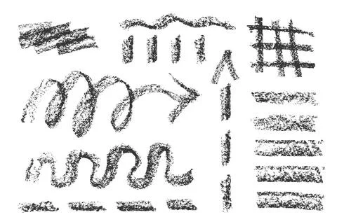 Set of crayon hand drawn arrows in different directions Stock Illustration