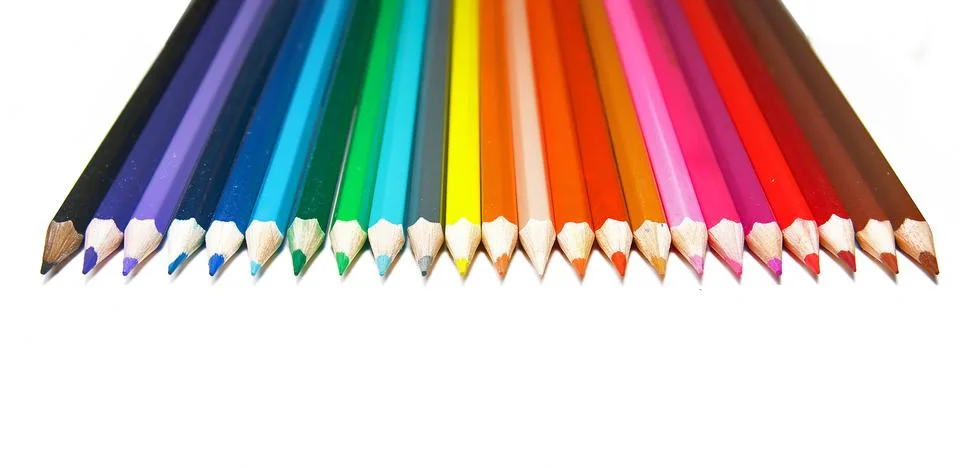 Set of crayons on a white background Stock Photos
