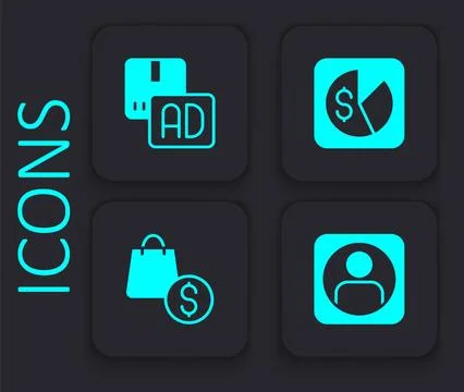 Set Create account screen, Advertising, Market analysis and shopping bag and 스톡 일러스트