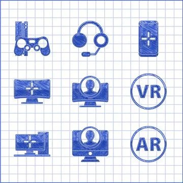 Set Create account screen, Ar, augmented reality, Virtual glasses, Computer Illustrazione stock