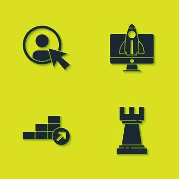 Set Create account screen, Chess, Financial growth and Startup project concept Illustrazione stock