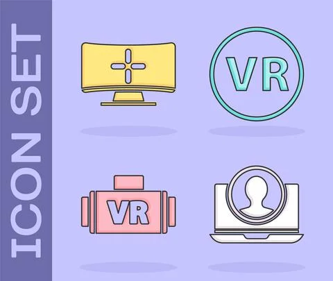Set Create account screen, Computer monitor, Virtual reality glasses and Virtual Stockillustratie