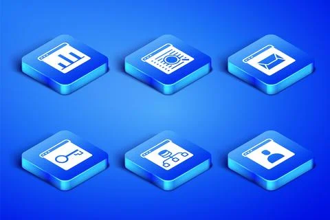 Set Create account screen, Graph chart infographic, Server, Data, Secure yo.. Illustrazione stock