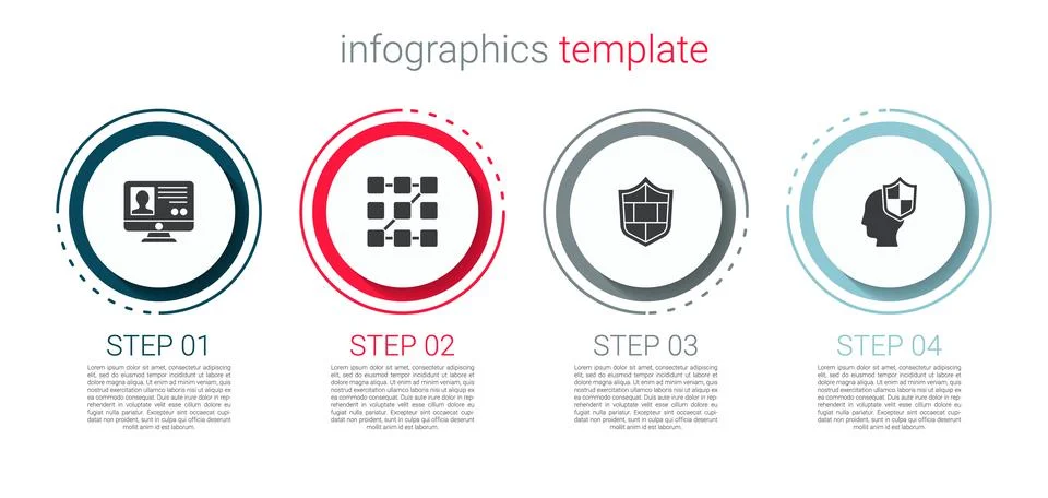 Set Create account screen, Graphic password protection, Shield with brick wall Stock Illustration