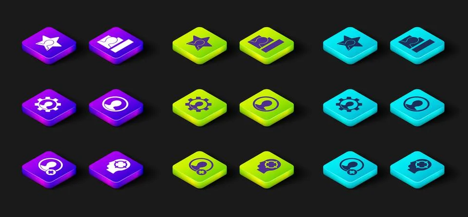 Set Create account screen, Head hunting, Human with gear, Productive human and Stock Illustration