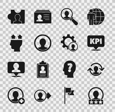 Set Create account screen, Human resources, Key performance indicator, Magnif Stock Illustration