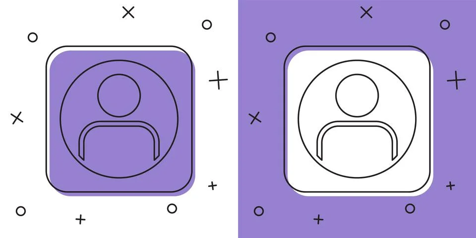 Set Create account screen icon isolated on white and purple background.  Vect Stock Illustration