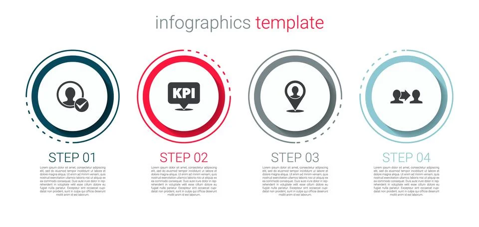 Set Create account screen, Key performance indicator, Location with person and Stock Illustration