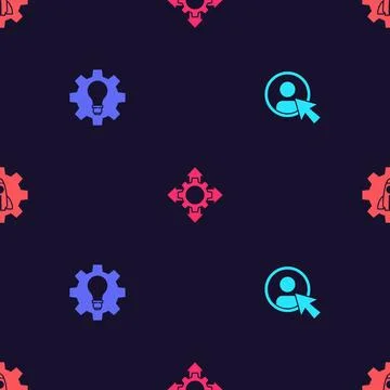 Set Create account screen, Light bulb and gear, Project team base and Startup Illustrazione stock