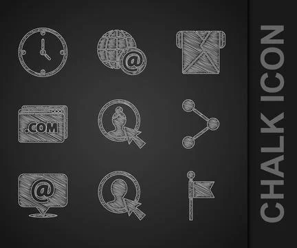 Set Create account screen, Location marker, Share, Mail and e-mail, Website Stock Illustration