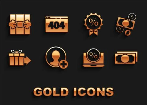 Set Create account screen, Money cash and coin, Stacks paper money, Percent Stock Illustration